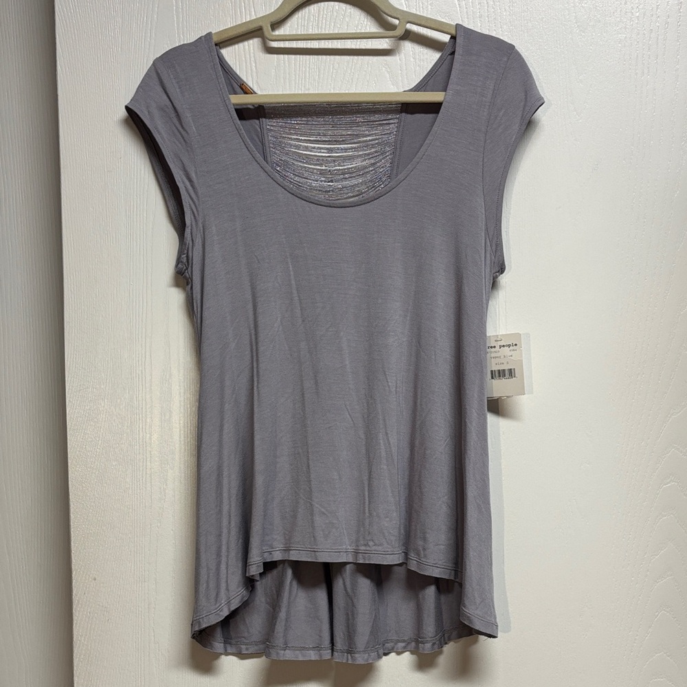 Free People Gatsby Scoop Neck Cap Sleeve String Back Top. NWT